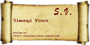 Simonyi Vince névjegykártya